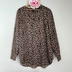 Talbots Brown Leopard Print Blouse Large